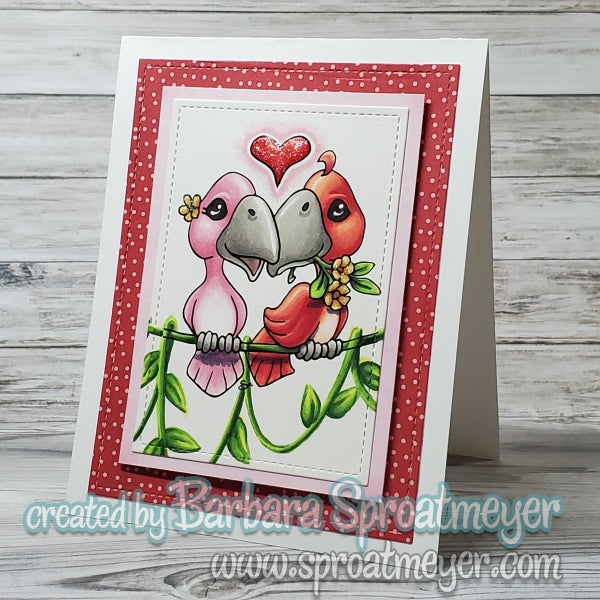 Lovebirds with Flower